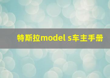 特斯拉model s车主手册